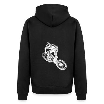 Vététistes avec un vélo de descente cool - Veste à capuche bio Premium Unisexe - noir - Dos - Nico (187cm)
