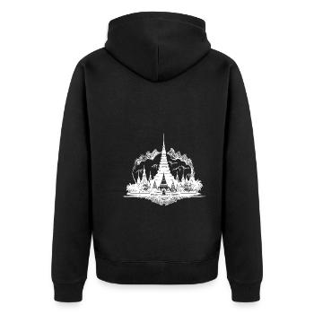 Exotic Thailand Temple Tattoo Style Reminder - Unisex Premium Organic Zip Hoodie - black - Back - Nico (187cm)