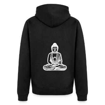 Tiefe Meditation Buddha Porträt spirituelle Natur - Unisex Premium Bio Zip Hoodie - Schwarz - Hinten - Nico (187cm)