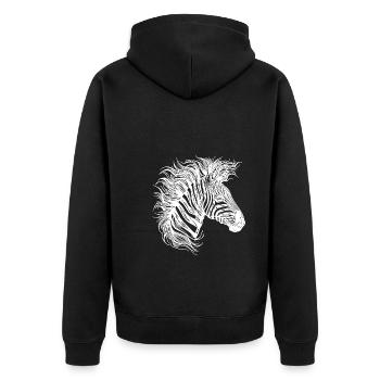 Wild Zebra Mane Tattoo Style Lines - Unisex Premium Organic Zip Hoodie - black - Back - Nico (187cm)