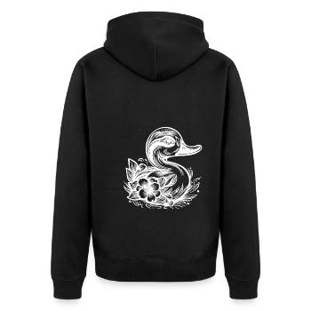 Little duck with flowers on the lake water - Unisex Premium Organic Zip Hoodie - black - Back - Nico (187cm)
