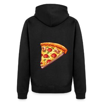 Pizza slice with vegan topping for pizza makers - Unisex Premium Organic Zip Hoodie - black - Back - Nico (187cm)