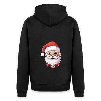 Cute Santa Claus with beard and hat - Unisex Premium Organic Zip Hoodie - black - Back - Nico (187cm)