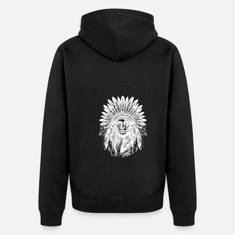 Chef Visage Plume Coiffe Plumes - Veste à capuche bio Premium Unisexe - noir