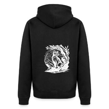 Joli petit chat de la nature dans le style de tatouage - Veste à capuche bio Premium Unisexe - noir - Dos - Nico (187cm)