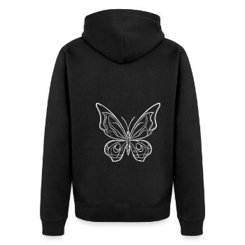 Style de ligne de tatouage joli papillon - Veste à capuche bio Premium Unisexe - noir - Dos - Nico (187cm)