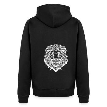 Mighty Lion Head Tattoo Style Mane - Unisex Premium Organic Zip Hoodie - black - Back - Nico (187cm)