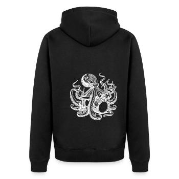 Octopus plays drums - Unisex Premium Organic Zip Hoodie - black - Back - Nico (187cm)