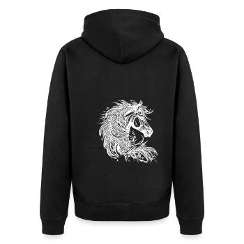 Cheval au galop avec crinière dans le vent - Veste à capuche bio Premium Unisexe - noir - Dos - Nico (187cm)