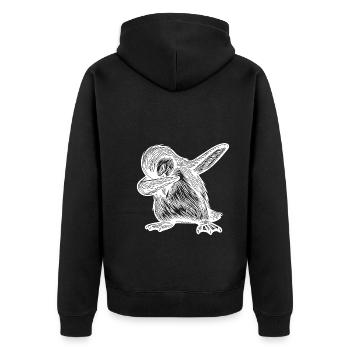 Süsser Strubbliger Pinguin Kleiner Dabbing Pinguin - Unisex Premium Bio Zip Hoodie - Schwarz - Hinten - Nico (187cm)