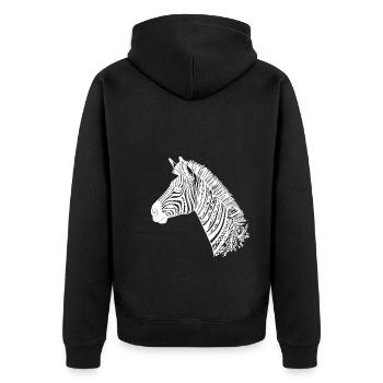 Zebra Head Tattoo Style Lines - Unisex Premium Organic Zip Hoodie - black - Back - Nico (187cm)