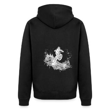 Cyclist Mountain Biker Mountain Downhill Jump - Unisex Premium Organic Zip Hoodie - black - Back - Nico (187cm)