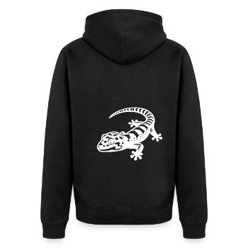 Gecko mignon dans le style de tatouage - Veste à capuche bio Premium Unisexe - noir - Dos - Nico (187cm)
