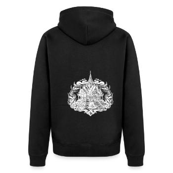 Coucher de soleil derrière un temple exotique de Thaïlande - Veste à capuche bio Premium Unisexe - noir - Dos - Nico (187cm)