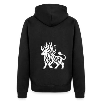 Burning Bull Tattoo Fire Flames Style - Unisex Premium Organic Zip Hoodie - black - Back - Nico (187cm)