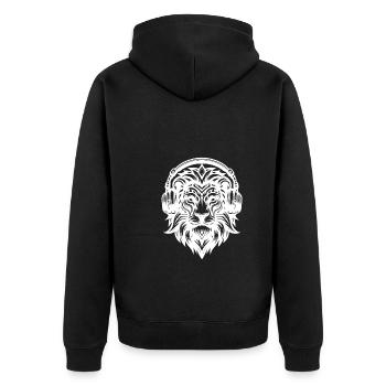 Lion de tatouage tribal avec des écouteurs - Veste à capuche bio Premium Unisexe - noir - Dos - Nico (187cm)