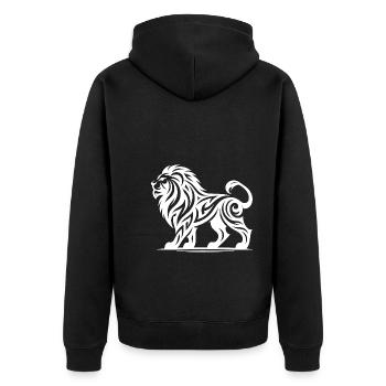 Lion de tatouage tribal fier élégant - Veste à capuche bio Premium Unisexe - noir - Dos - Nico (187cm)