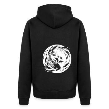 Koi Carp Yoga Circle Yin and Yang Style - Unisex Premium Organic Zip Hoodie - black - Back - Nico (187cm)