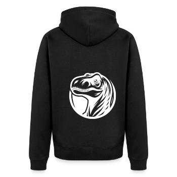 Grinsender Raptor Logo Style - Unisex Premium Bio Zip Hoodie - Schwarz - Hinten - Nico (187cm)