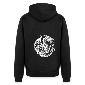 Dragon de tatouage tribal sauvage avec des ailes - Veste à capuche bio Premium Unisexe - noir - Dos - Nico (187cm)