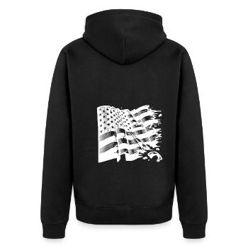 USA Flagge Tattoo Style - Unisex Premium Bio Zip Hoodie - Schwarz - Hinten - Nico (187cm)