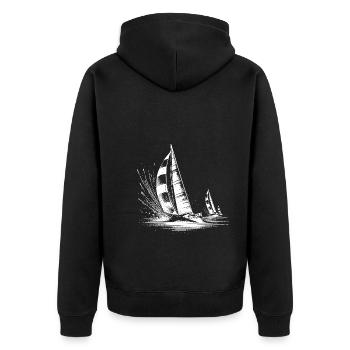 Regatta sailboats hard in the wind and waves - Unisex Premium Organic Zip Hoodie - black - Back - Nico (187cm)