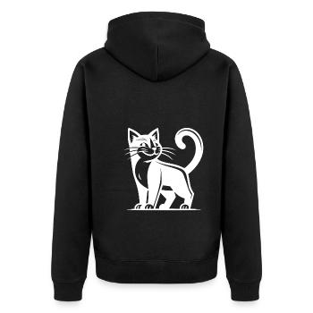 Chat domestique avec un drôle de look smartass - Veste à capuche bio Premium Unisexe - noir - Dos - Nico (187cm)