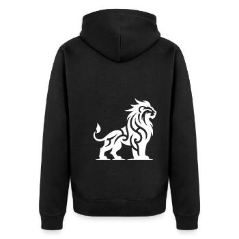 Proud tribal tattoo lion with wild mane - Unisex Premium Organic Zip Hoodie - black - Back - Nico (187cm)