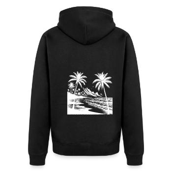 Côte de l’île Palmiers Plage et mer - Veste à capuche bio Premium Unisexe - noir - Dos - Nico (187cm)
