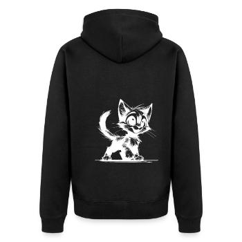 Chat souriant maison tigre dessin pour enfants - Veste à capuche bio Premium Unisexe - noir - Dos - Nico (187cm)