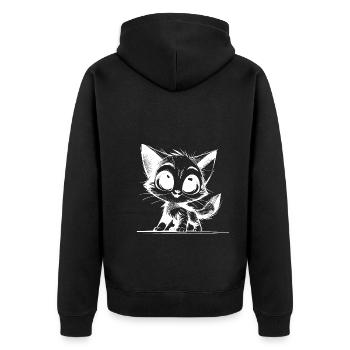 Crayon mignon dessin chats yeux de bébé - Veste à capuche bio Premium Unisexe - noir - Dos - Nico (187cm)
