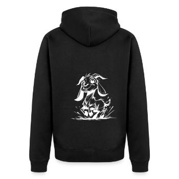 Kleine Kinder Ziege kleines hüpfendes Geißlein - Unisex Premium Bio Zip Hoodie - Schwarz - Hinten - Nico (187cm)