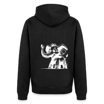 Mignon petit bébé éléphant avec une énorme trompe - Veste à capuche bio Premium Unisexe - noir - Dos - Nico (187cm)