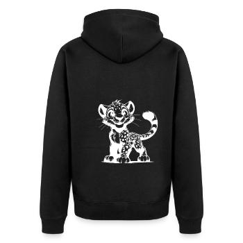Croquis de portrait de bébé léopard pour enfants souriants - Veste à capuche bio Premium Unisexe - noir - Dos - Nico (187cm)