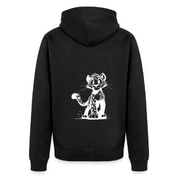 Small leopard with spots and big eyes - Unisex Premium Organic Zip Hoodie - black - Back - Nico (187cm)