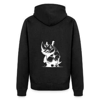 Drôle de rhinocéros noir avec une énorme corne - Veste à capuche bio Premium Unisexe - noir - Dos - Nico (187cm)