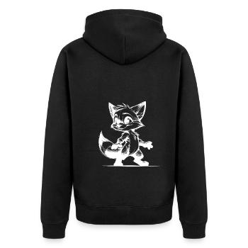 Kleiner Fuchs Baby Fuchs Zeichnung Skizze - Unisex Premium Bio Zip Hoodie - Schwarz - Hinten - Nico (187cm)