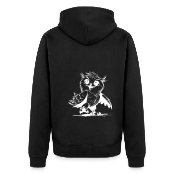 Baby Owl Cute Kids Pencil Sketch - Unisex Premium Organic Zip Hoodie - black - Back - Nico (187cm)
