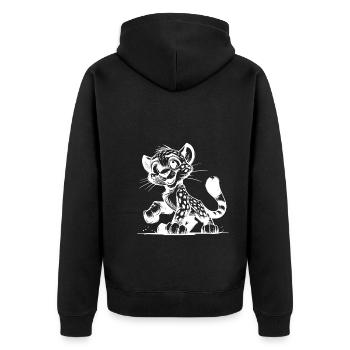 Croquis au crayon mignon pour enfants léopard - Veste à capuche bio Premium Unisexe - noir - Dos - Nico (187cm)