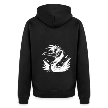 Niedlicher Cormoran Badetag Bleistiftskizze - Unisex Premium Bio Zip Hoodie - Schwarz - Hinten - Nico (187cm)