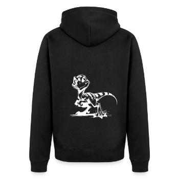Frecher Raptor Baby Dino Kinder Bleistiftskizze - Unisex Premium Bio Zip Hoodie - Schwarz - Hinten - Nico (187cm)