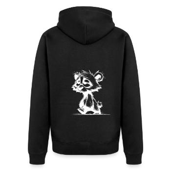 Fuzzy sleeping tired bear sketch - Unisex Premium Organic Zip Hoodie - black - Back - Nico (187cm)