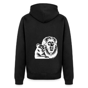 Portrait de style tête de lion et de lionne - Veste à capuche bio Premium Unisexe - noir - Dos - Nico (187cm)
