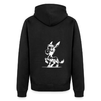 Petit âne aux longues oreilles dessin au crayon - Veste à capuche bio Premium Unisexe - noir - Dos - Nico (187cm)