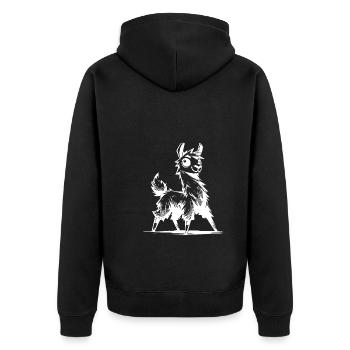 Friendly Curious Llama Pencil Sketch Style - Unisex Premium Organic Zip Hoodie - black - Back - Nico (187cm)