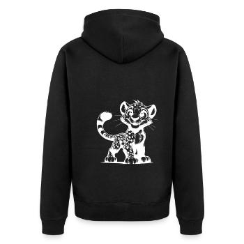 Elégant petit bébé léopard souriant - Veste à capuche bio Premium Unisexe - noir - Dos - Nico (187cm)