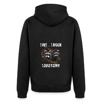 Live Laugh Lobotomy Retro Opossum Liebhaber - Unisex Premium Bio Zip Hoodie - Schwarz - Hinten - Nico (187cm)