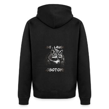 Live Laugh Lobotomy Retro Opossum Liebhaber - Unisex Premium Bio Zip Hoodie - Schwarz - Hinten - Nico (187cm)