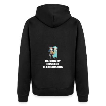 Élever mon mari est une femme vintage épuisante - Veste à capuche bio Premium Unisexe - noir - Dos - Nico (187cm)