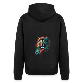 Magnifique tête de lion colorée avec splash - Veste à capuche bio Premium Unisexe - noir - Dos - Nico (187cm)